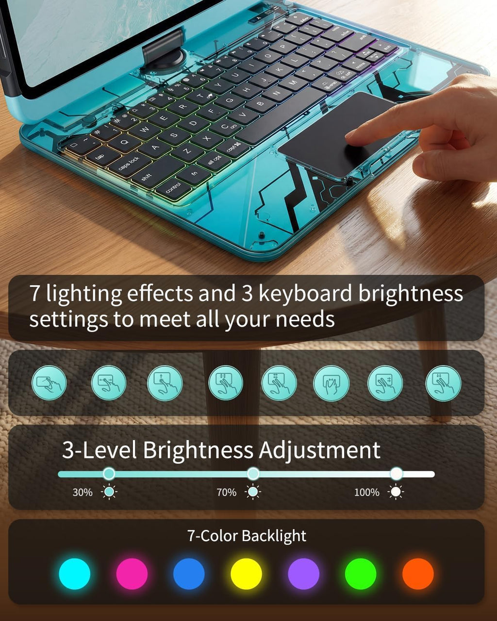Funda de teclado Bluetooth de rotación de 360° para iPad Pro de 13 pulgadas