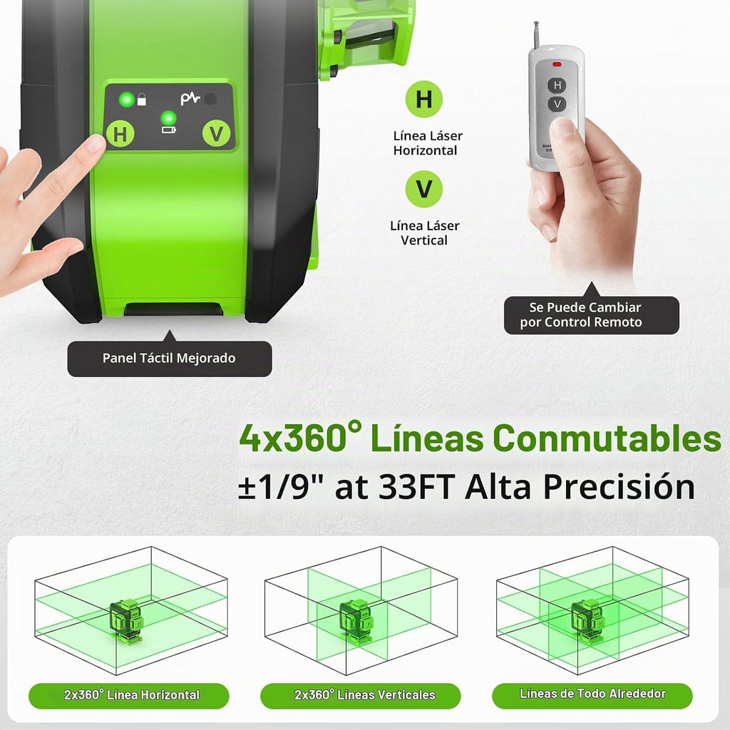 Huepar Nivel láser autonivelante con trípode de 60 pulgadas de alto, 4x360