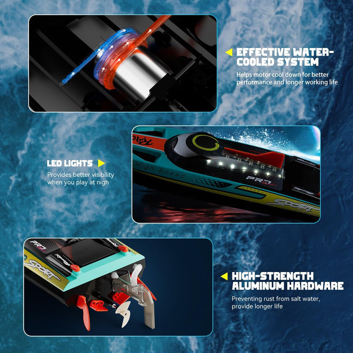 TOPCHOIC Barco a control remoto sin escobillas de 40+MPH, barcos de...