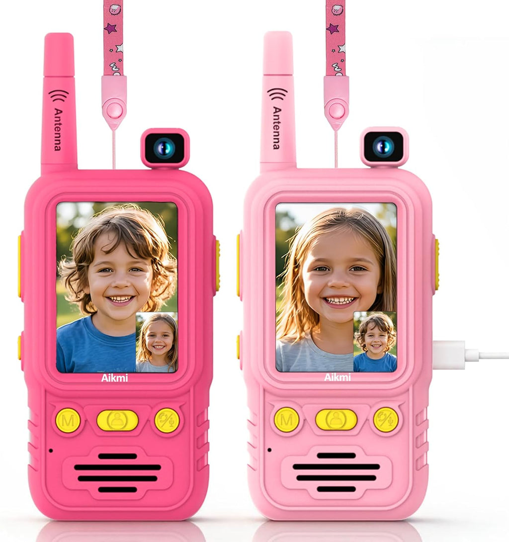 Aikmi Walkie Talkies de video para niños, juguete de radio bidireccional