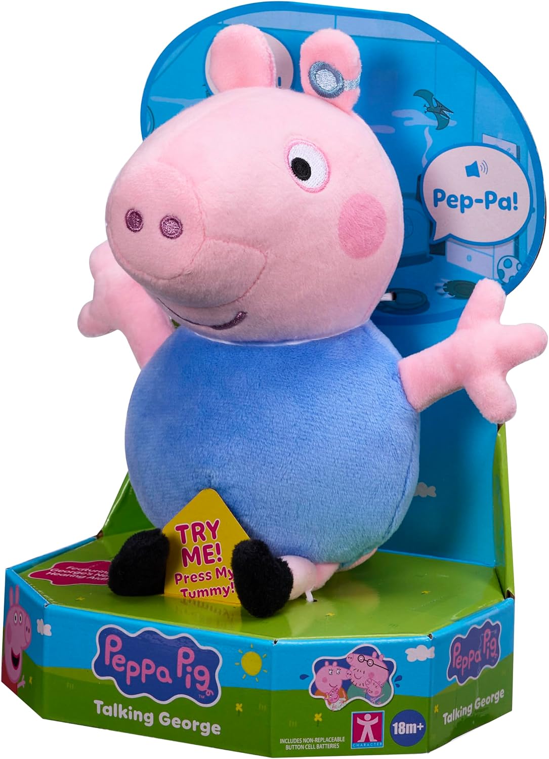 Peppa Pig George Parlante, Muñeco de peluche con voz y efectos de sonido, Peluche suave para preescolar