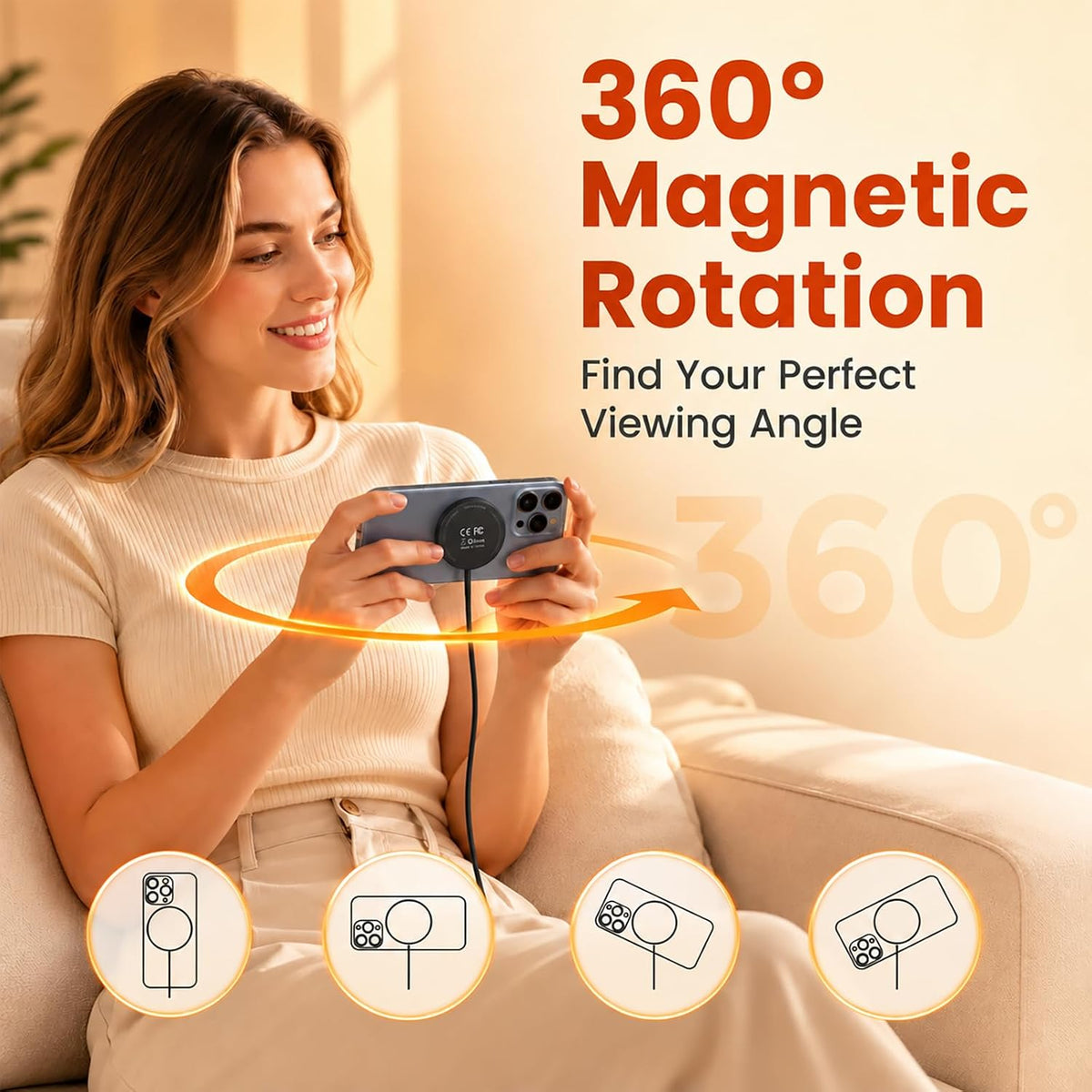 Cargador rápido 25W magnético inalámbrico USB C carga para Apple MagSafe