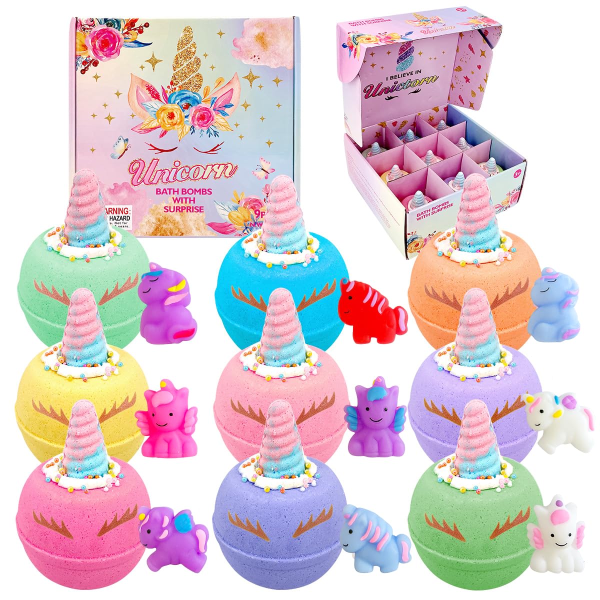 Clear&Fresh - Bombas de baño de unicornio para niños con juguetes