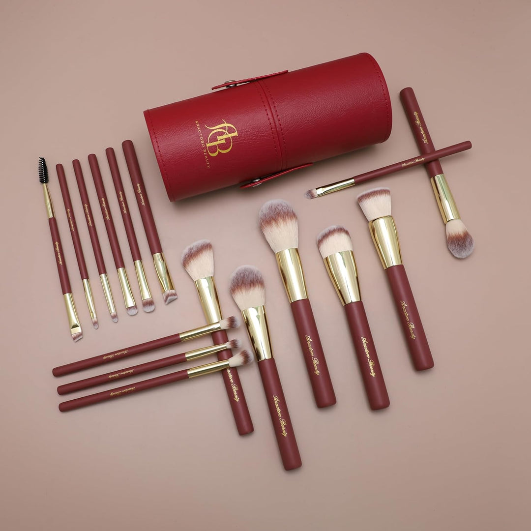 Anactoro Juego de brochas de maquillaje profesional de belleza, 16...