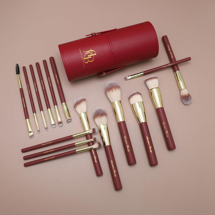 Anactoro Juego de brochas de maquillaje profesional de belleza, 16...