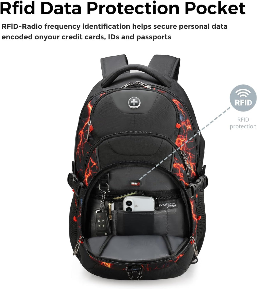 Mochila para computadora portátil Swissdigital con puerto de carga...