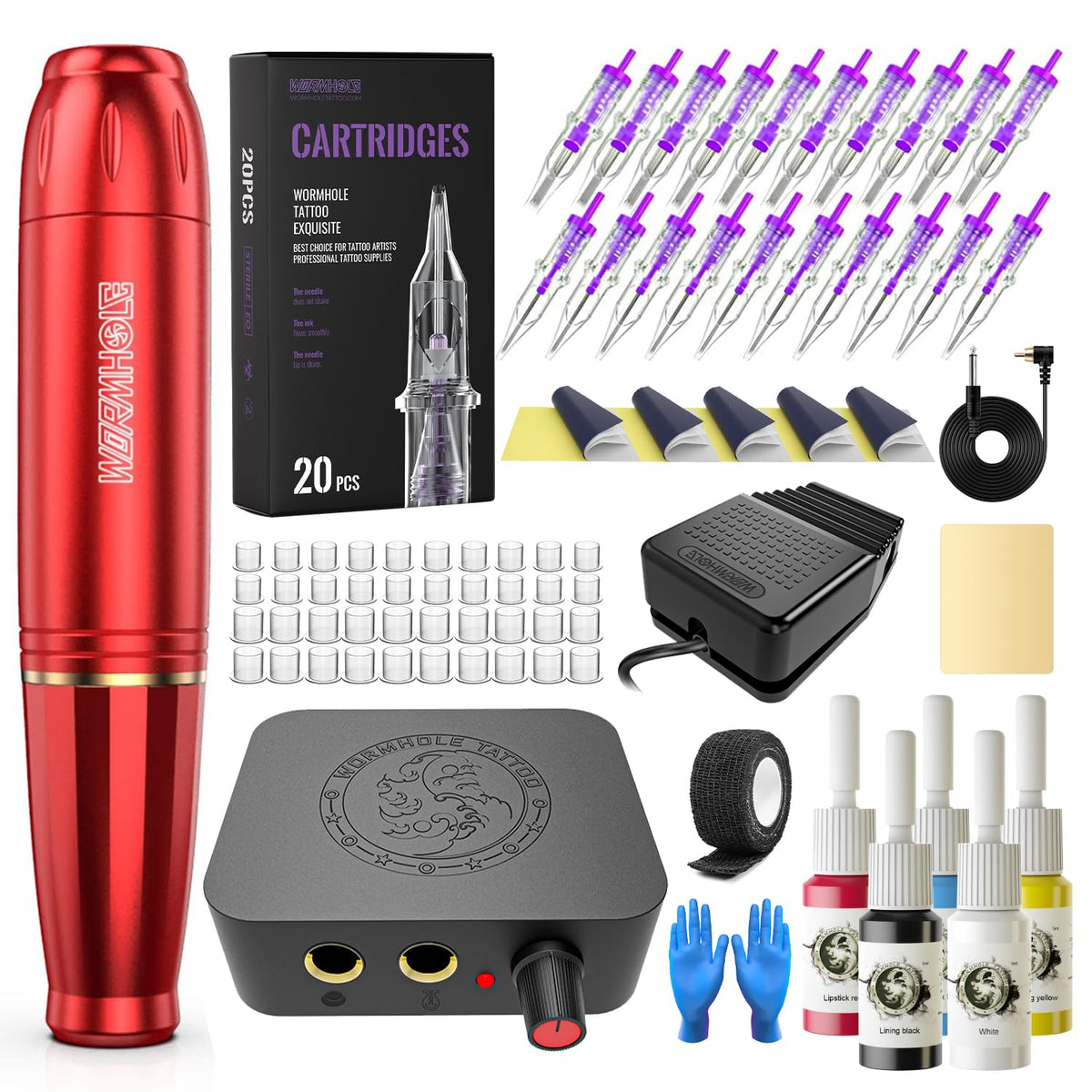 Wormhole Tattoo Kit de pistola de tatuaje Cartucho de máquina de pl...