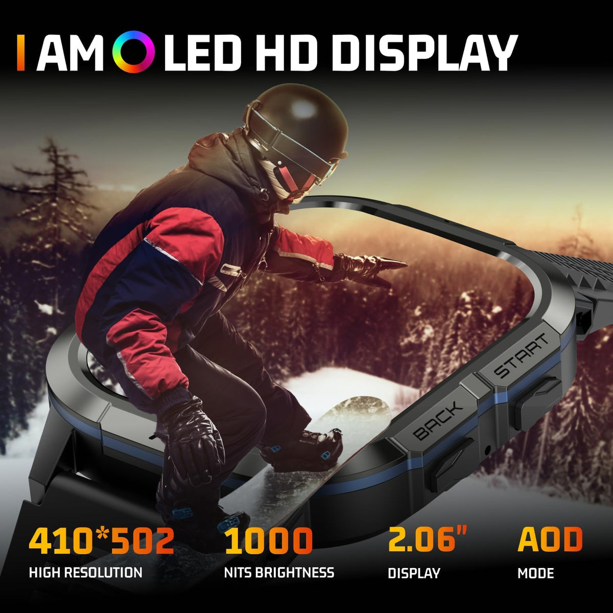 Relojes inteligentes militares para hombres, llamadas Bluetooth AMOLED de 2.06 pulgadas, IP68 con monitor de sueño, podómetro, más de 110 modos deportivos, reloj inteligente táctico para Android, iOS y Samsung compatible