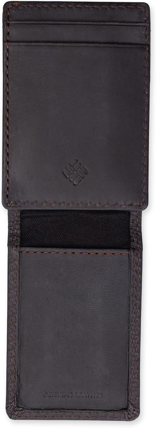 Columbia Billetera de cuero para hombre con bolsillo frontal y tarj...