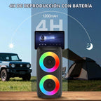 Máquina de karaoke para adultos y niños, luces LED coloridas, altavoz Bluetooth portátil con 1 micrófono con cable, soporte TWS/TF/USB/AUX para escenario de fiesta en casa, al aire libre, regalos de Navidad, al aire libre