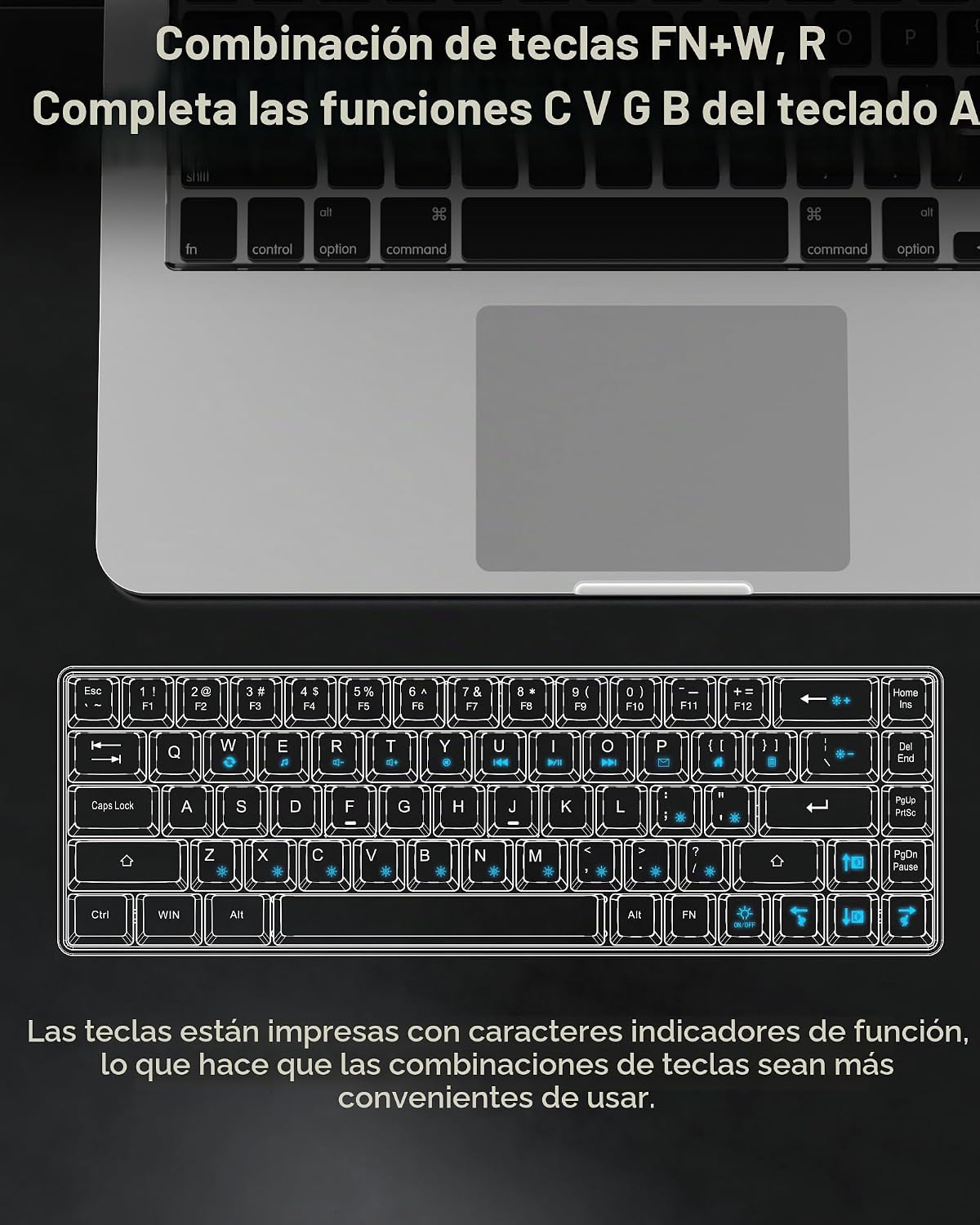 CORBOBO Teclado 60%, teclado para juegos retroiluminado RGB con cab...