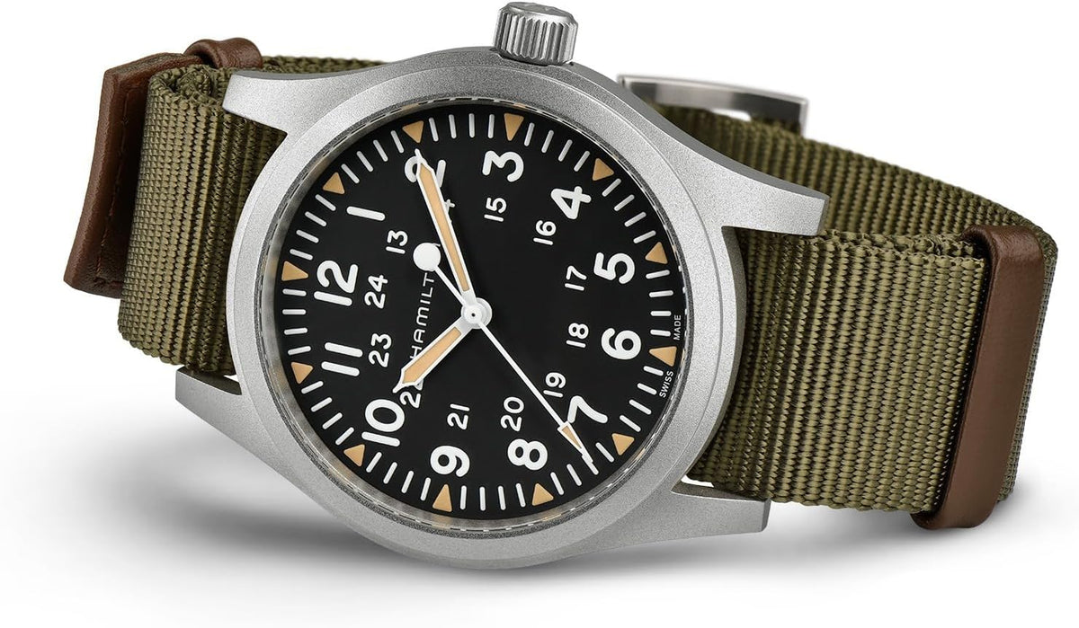 Hamilton Khaki Field Reloj mecánico para hombre, caja de acero inoxidable