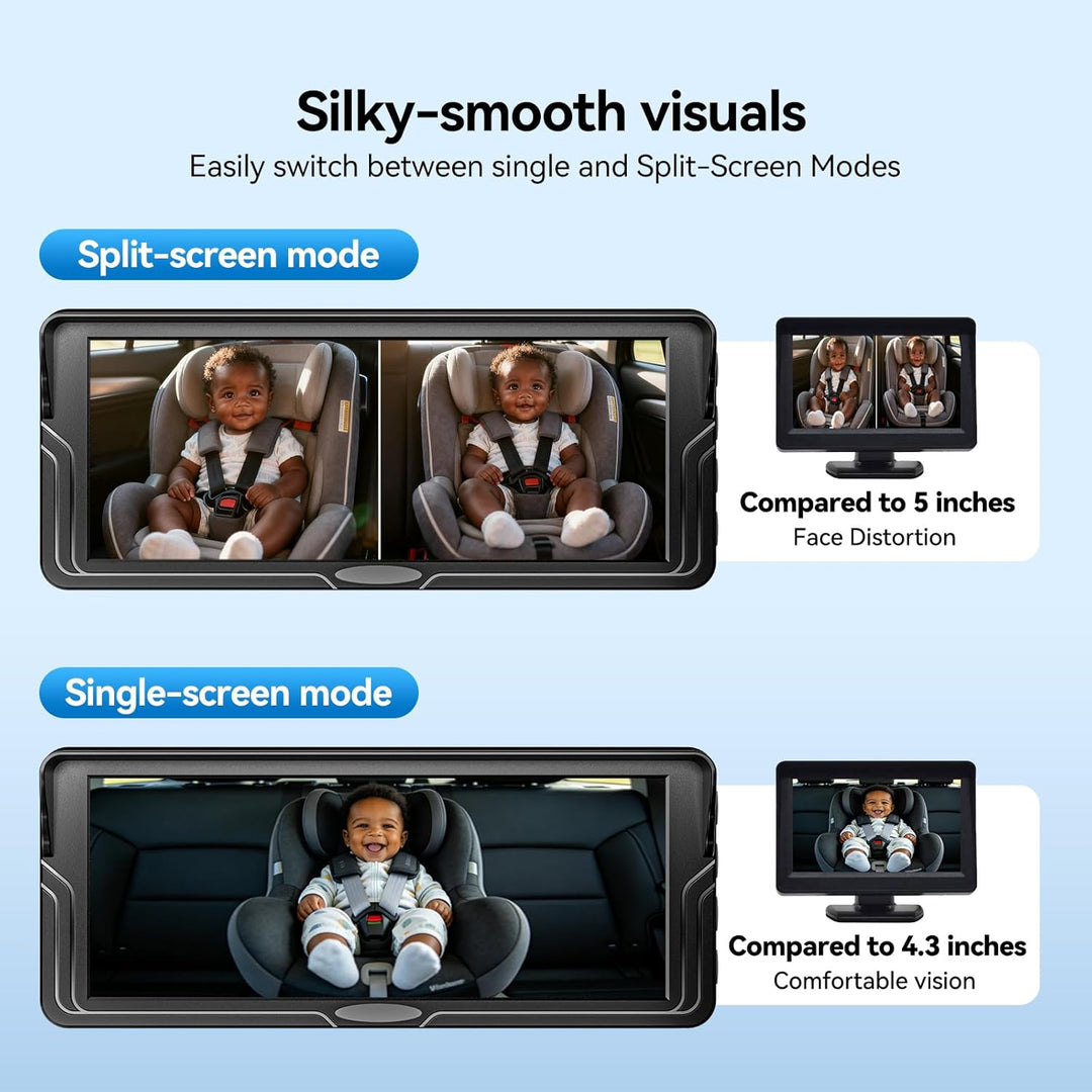 Mtawosh Ultimate Baby Car Monitor Bundle: sistema de pantalla divid...