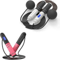multifun Cuerda de saltar inteligente con contador + polvo de fitness gratis (valor de $15.99) - Sistema de bolas pesadas inalámbricas y cables de acero