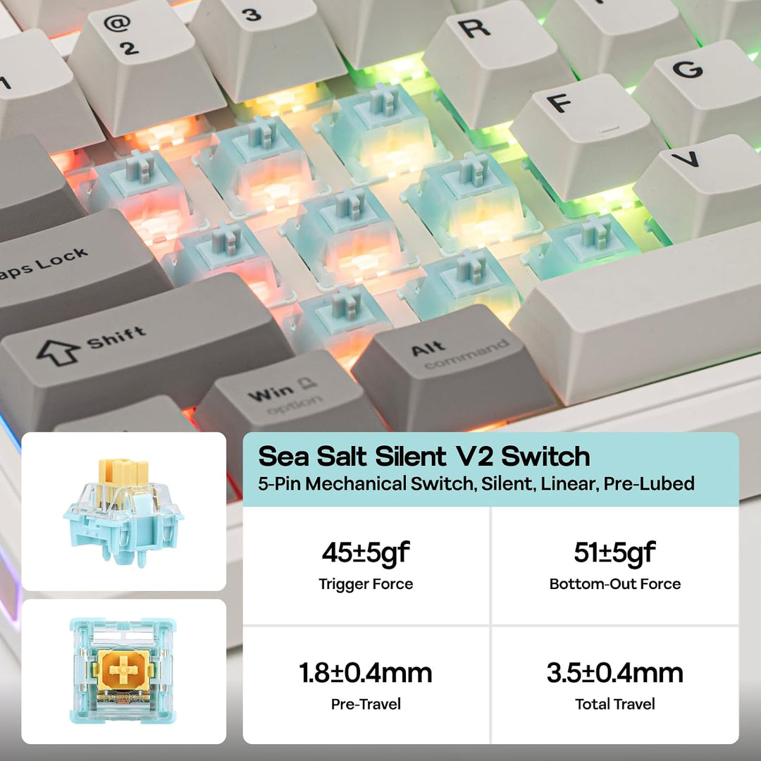 EPOMAKER TH80 V2 Teclado mecánico inalámbrico 75% con perilla de me...