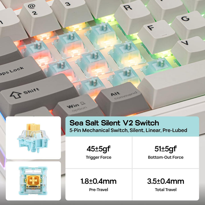 EPOMAKER TH80 V2 Teclado mecánico inalámbrico 75% con perilla de me...
