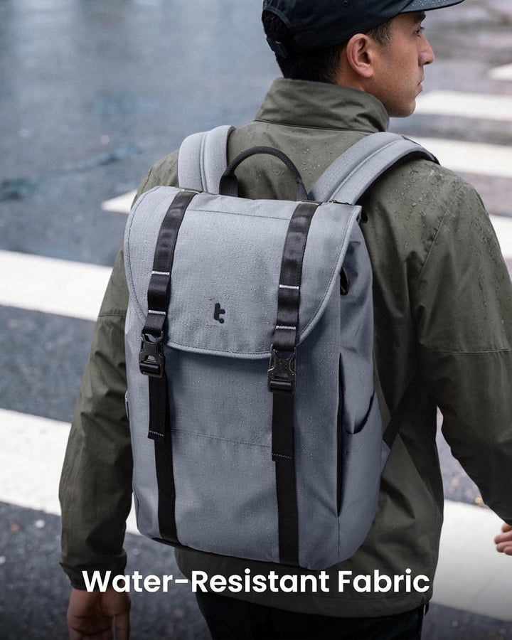 tomtoc Mochila para laptop con solapa, ligera, resistente al agua,...