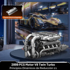 Mould King V8 Kit de modelo de motor turbo doble que funciona – Más de 2899 piezas, construye tu propio kit de motor de modelo visible para adultos con motor y batería, bloques de construcción para adultos, juguetes de construcción STEM de bricolaje