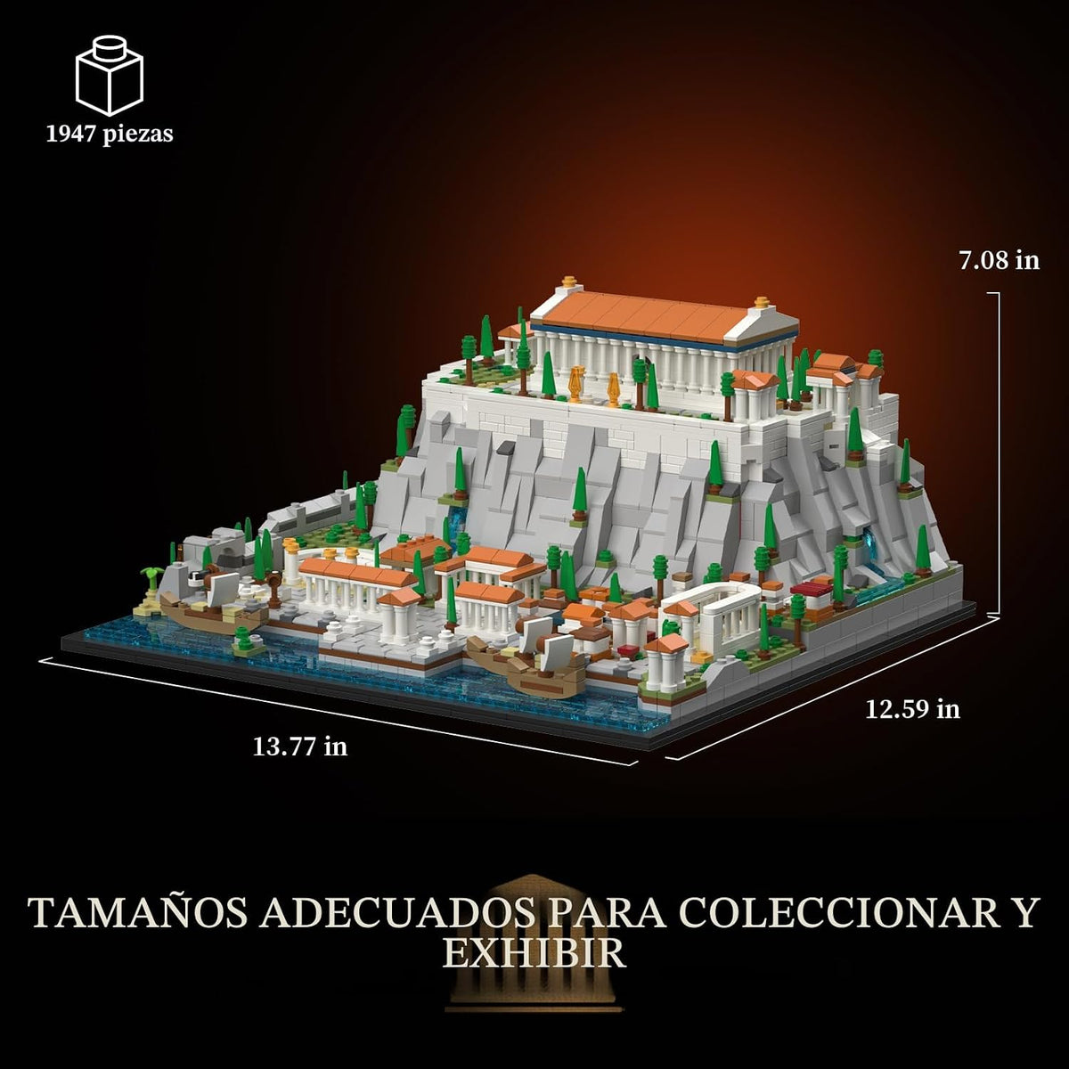 Givenni Architecture La Acrópolis en Atenas - Juego de construcción para adultos; modelo coleccionable para adultos; kit de construcción de modelos para decoración del hogar, actividad creativa de bricolaje, colección famosa de monumentos (1947 piezas)