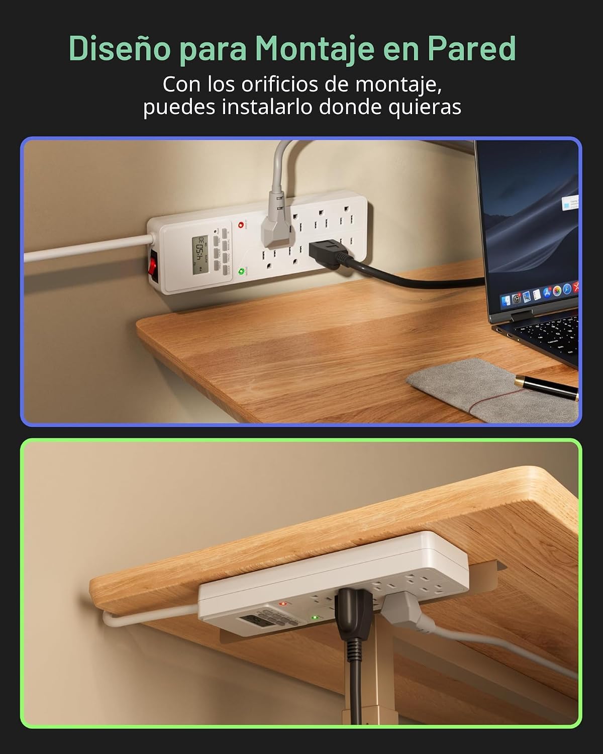 BN-LINK Protector de sobretensión de 8 salidas con temporizador digital de 7 días (4 salidas temporizadas, 4 salidas siempre encendidas) - Blanco