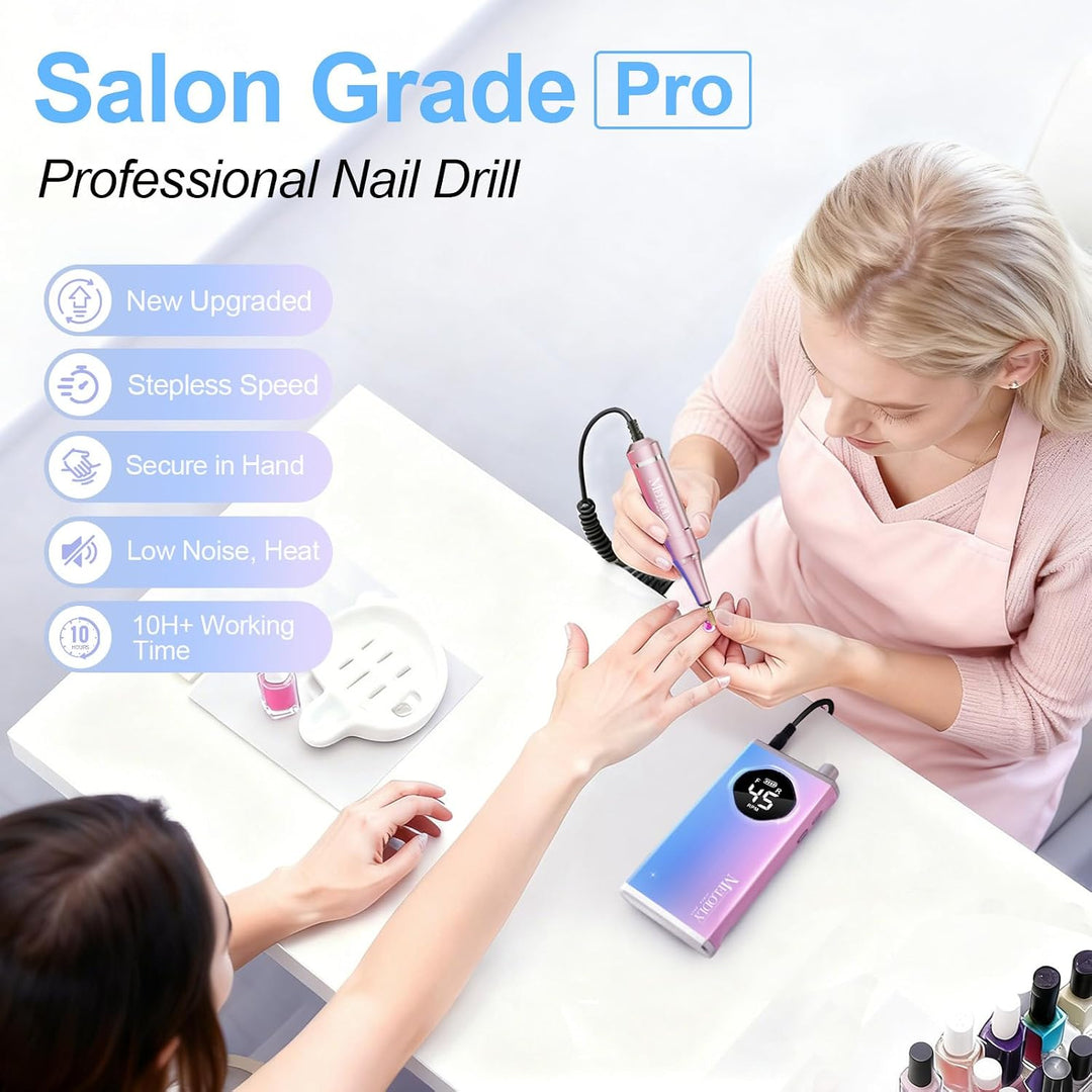 Melodly - Taladro de uñas eléctrico profesional de 45000 RPM, kit d...