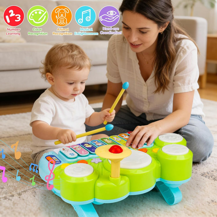 Juguetes Musicales para Bebés 3 en 1 Piano Teclado Xilófono Juego d...