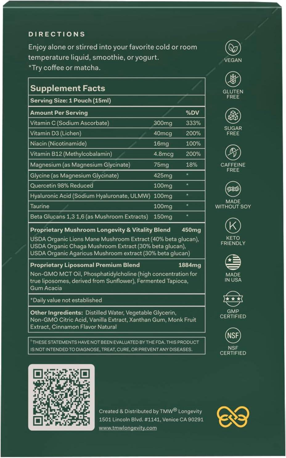 Essential Longevity - Pila 100% liposomal 15 en uno. Precursor NAD+...