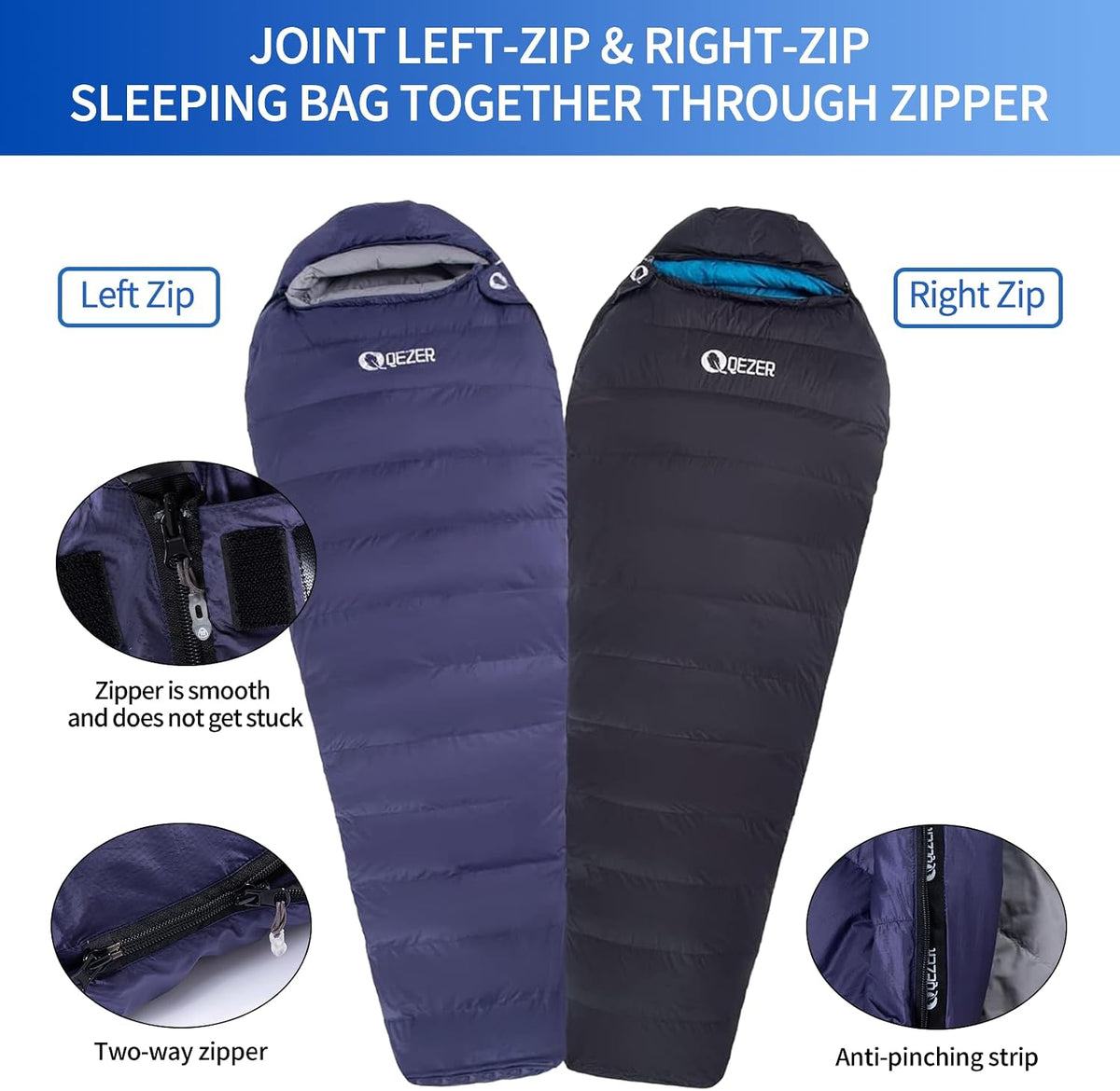 Mochila/Almohada de dormir Down Mummy para adultos, 600 Fill Power para senderismo