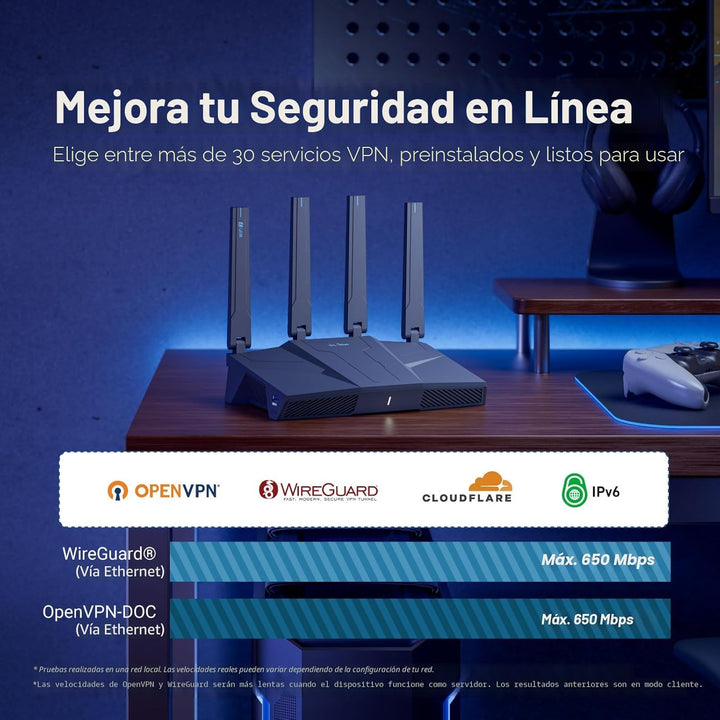GL.iNet GL-BE6500 (Flint 3e) Router WiFi 7, enrutador WiFi de alta...