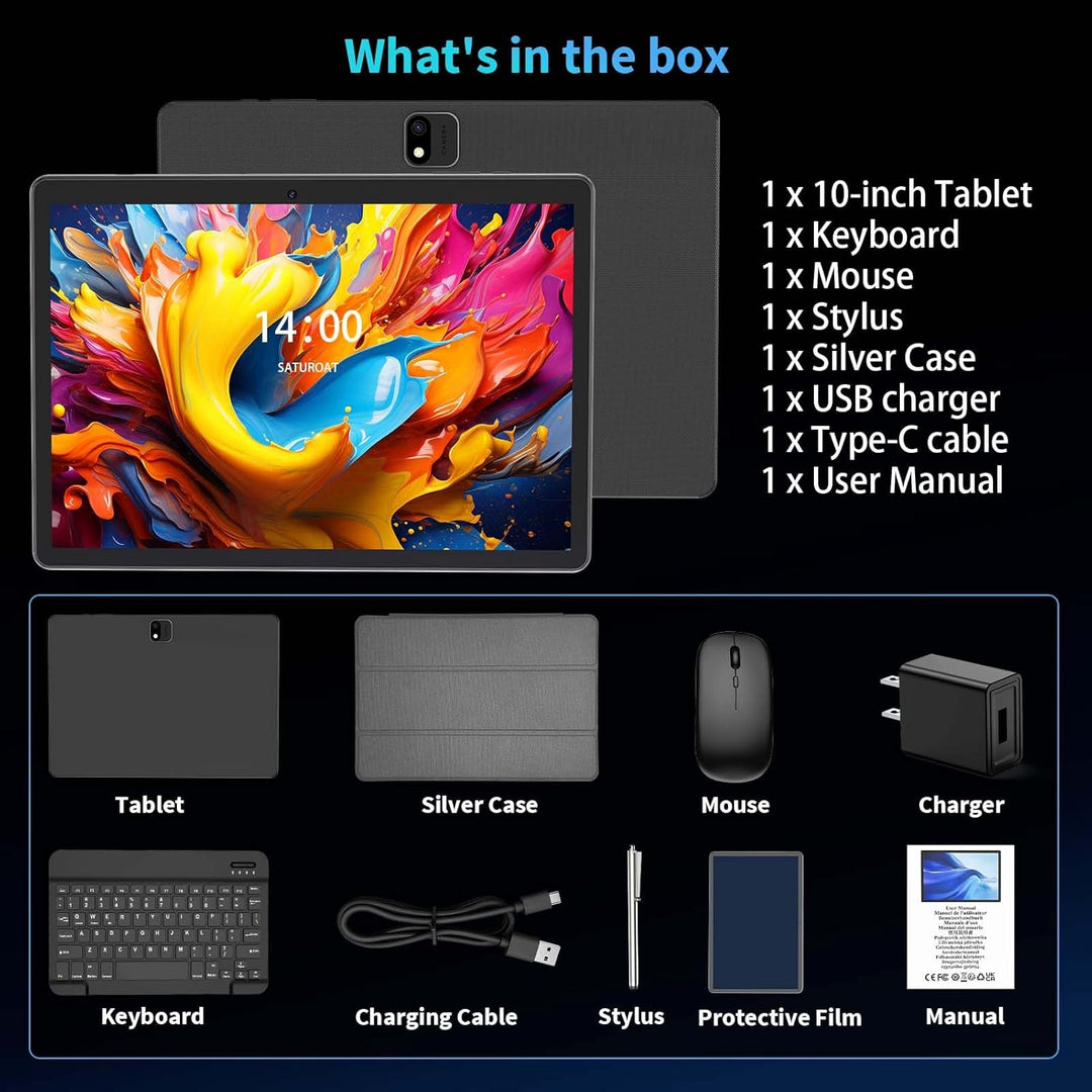 Tableta Android 16 con teclado, tableta Android 2026 de 10 pulgadas...