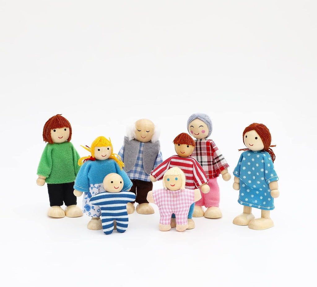 ONEST Juego de 16 piezas de casa de muñecas de madera, mini figuras