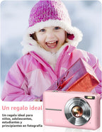 Lecran Cámara digital, FHD 1080P - Cámara de apuntar y disparar para niños, Rosa