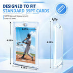 Portatarjetas magnético de 64 quilates, soporte para tarjetas de 35 puntos, protección U-V y protector de plástico duro impermeable para tarjetas intercambiables, deportes, béisbol, fútbol