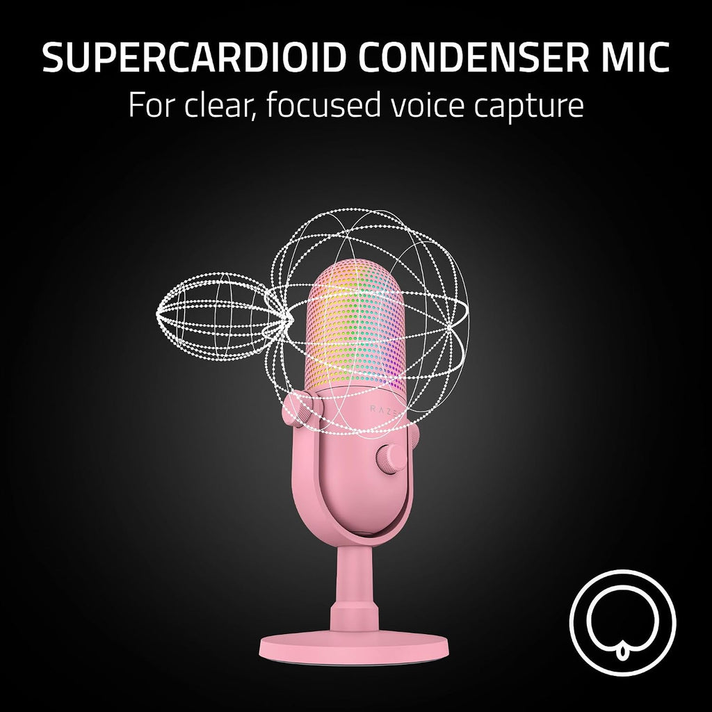 Razer Seiren V3 Chroma DSP de 32 bits, micrófono USB-C para PC y Mac, rosa