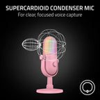 Razer Seiren V3 Chroma DSP de 32 bits, micrófono USB-C para PC y Mac, rosa
