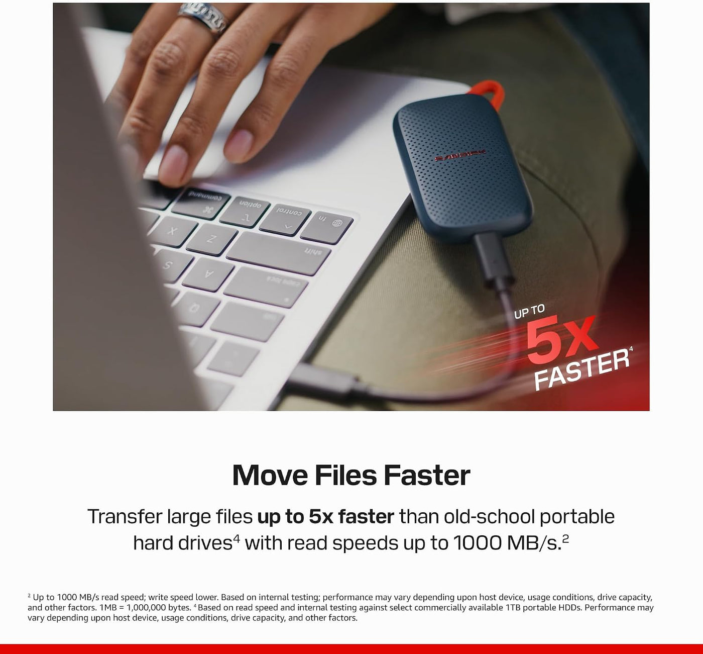 Sandisk SSD portátil de 2 TB, velocidades de lectura de hasta 1000...