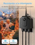 meross - Enchufe inteligente para exteriores, salida Wi-Fi para exteriores con 3 enchufes independientes compatibles con Apple Homekit, Alexa y SmartThings, control de voz y remoto, temporizador, solo