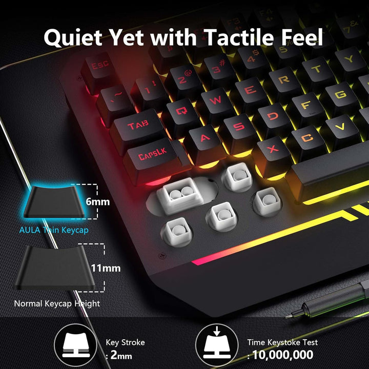AULA Teclado para juegos, T102 104 teclas Combo de teclado y mouse...