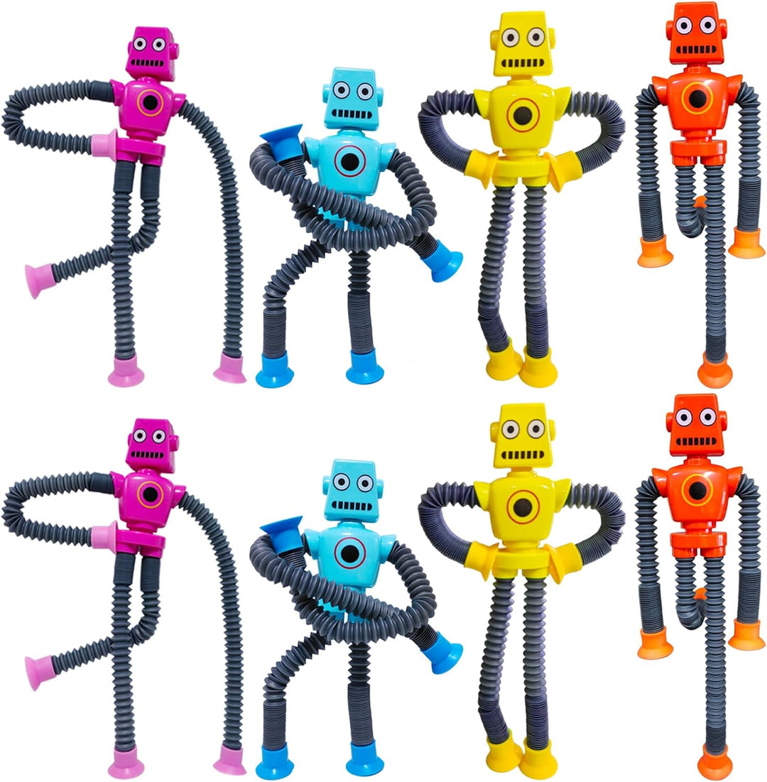 8 piezas de juguete robot con ventosa, tubos telescópicos que cambi...