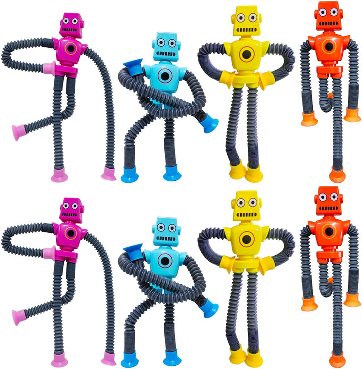 8 piezas de juguete robot con ventosa, tubos telescópicos que cambi...