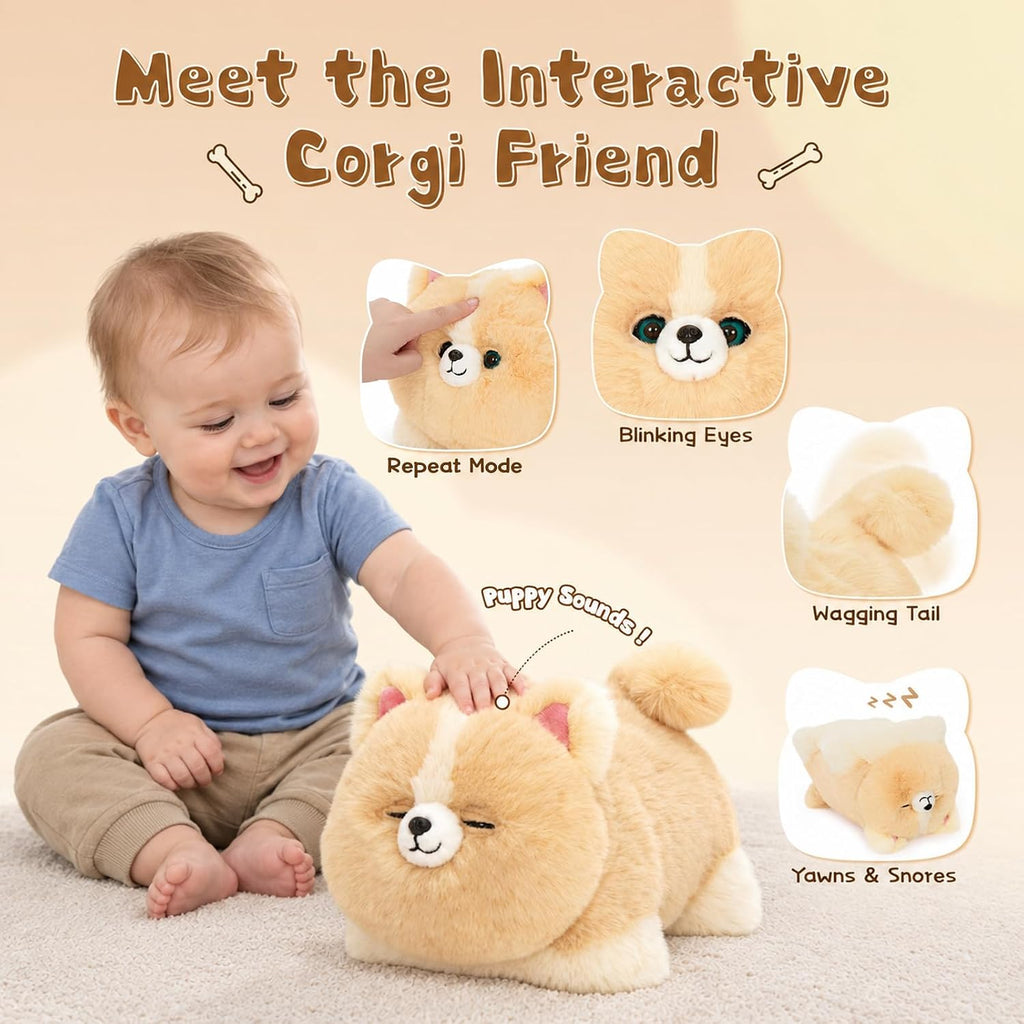 Corgi - Juguete de peluche, juguete sensorial interactivo
