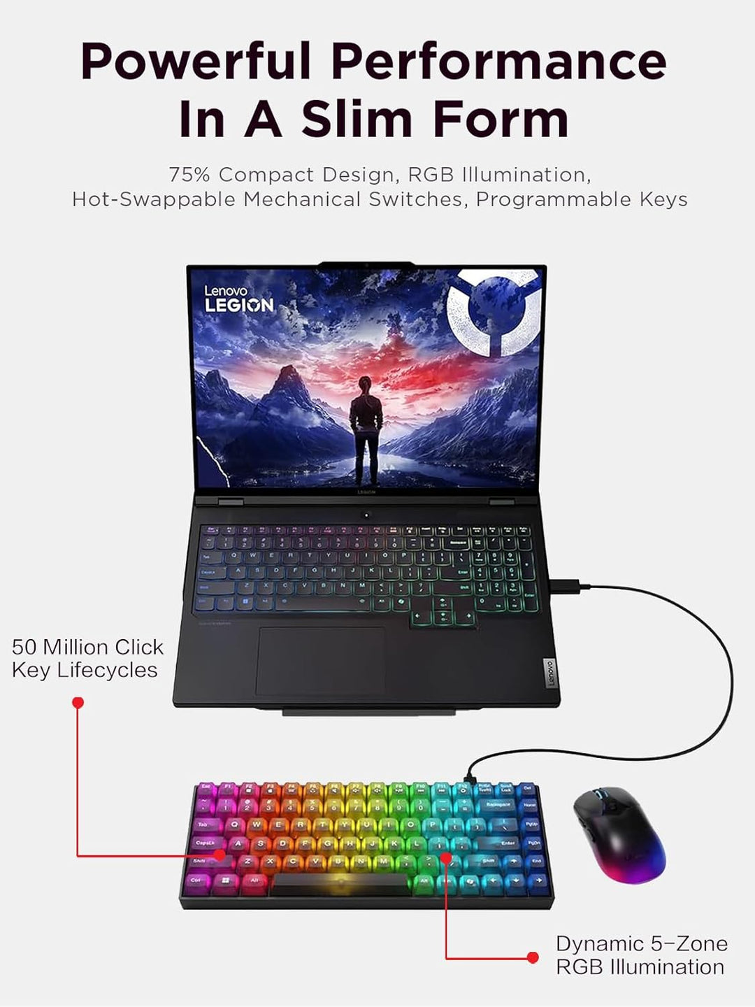 Lenovo Legion K510 Mini Pro - Teclado mecánico con cable para juego...