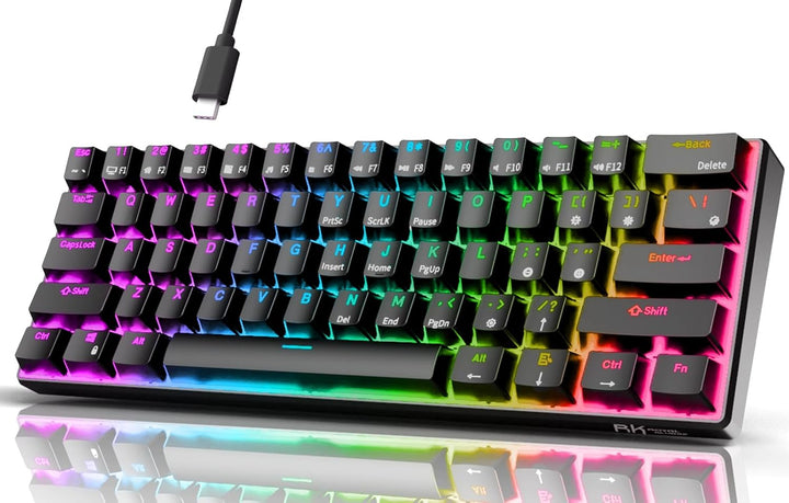 RK ROYAL KLUDGE RK61 Teclado mecánico para juegos con cable al 60%...