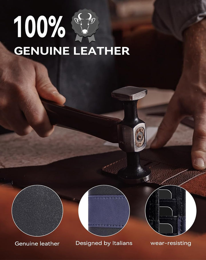 Swallowmall Cartera RFID de cuero genuino para hombre, billetera pl...
