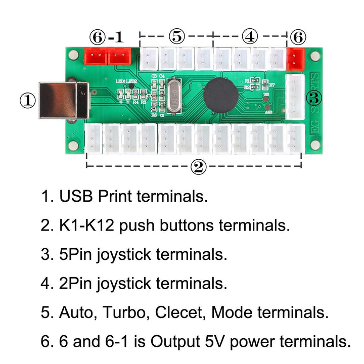 EG STARTS Arcade Buttons 1 Player DIY Kit Joystick 5V LED