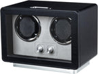 Mcbazel Enrollador de reloj para relojes automáticos, caja de bobinadora de reloj doble con luz LED, motor silencioso fabricado en Japón, regalo para hombre y mujer, negro