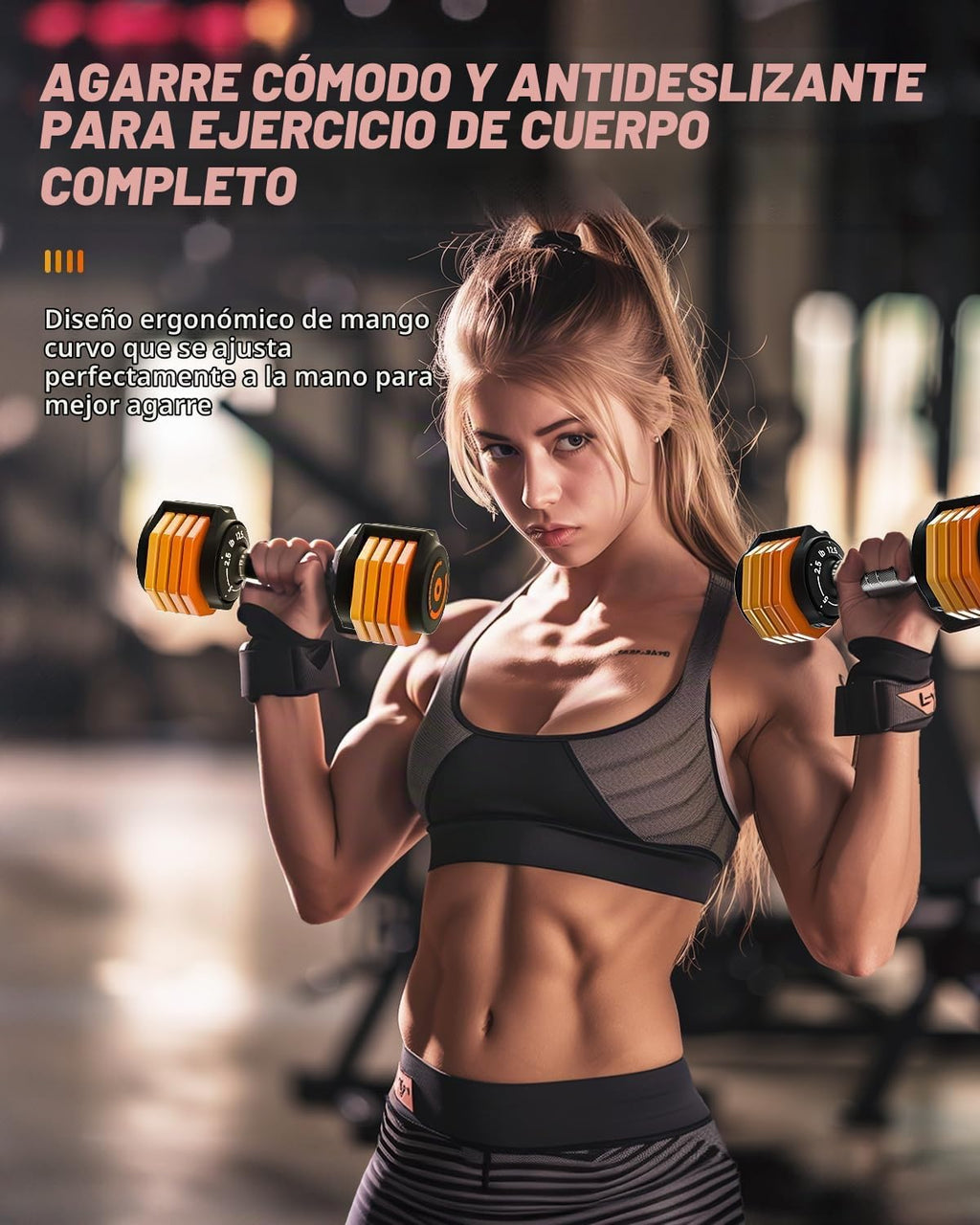 Set de Pesas Ajustables 12.5LB Pareja, Ajuste Rápido 1-Sec con 5 Pesas Gratis, Mango de Metal Premium Antideslizante, Tamaño Compacto para Entrenamiento Corporal Completo en Casa