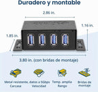 Coolgear, CG-U3MINI4PH, hub USB 3.2 de 4 puertos, alimentado, adaptador 5V/4A