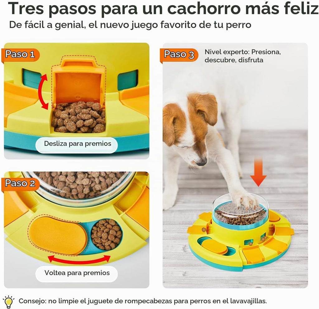 Potaroma Juguete de rompecabezas para perros de 2 niveles, alimentador lento, dispensador de alimentos para cachorros para entrenamiento de coeficiente intelectual y entretenimiento para todas las