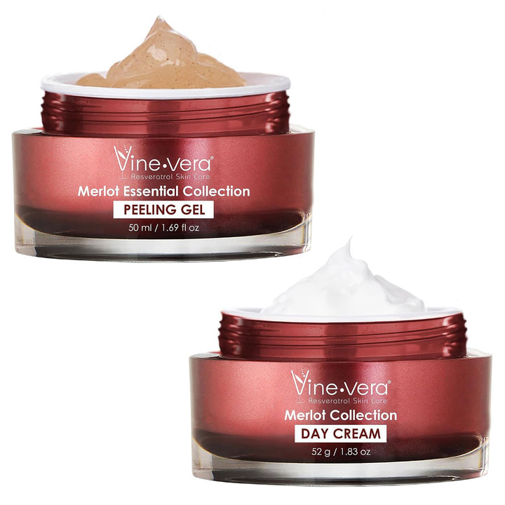 Set Crema de Día y Gel Peeling Vine Vera Merlot - Contiene Resverat...
